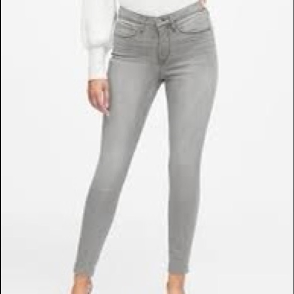 Banana Republic Light Gray Mid Rise Skinny Jeans